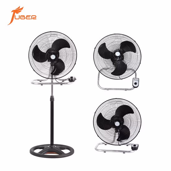 China 18 pulgadas 3 en 1 12V 24V AC DC Ventilador de pie de pedestal de refrigeración por aire industrial de alta velocidad